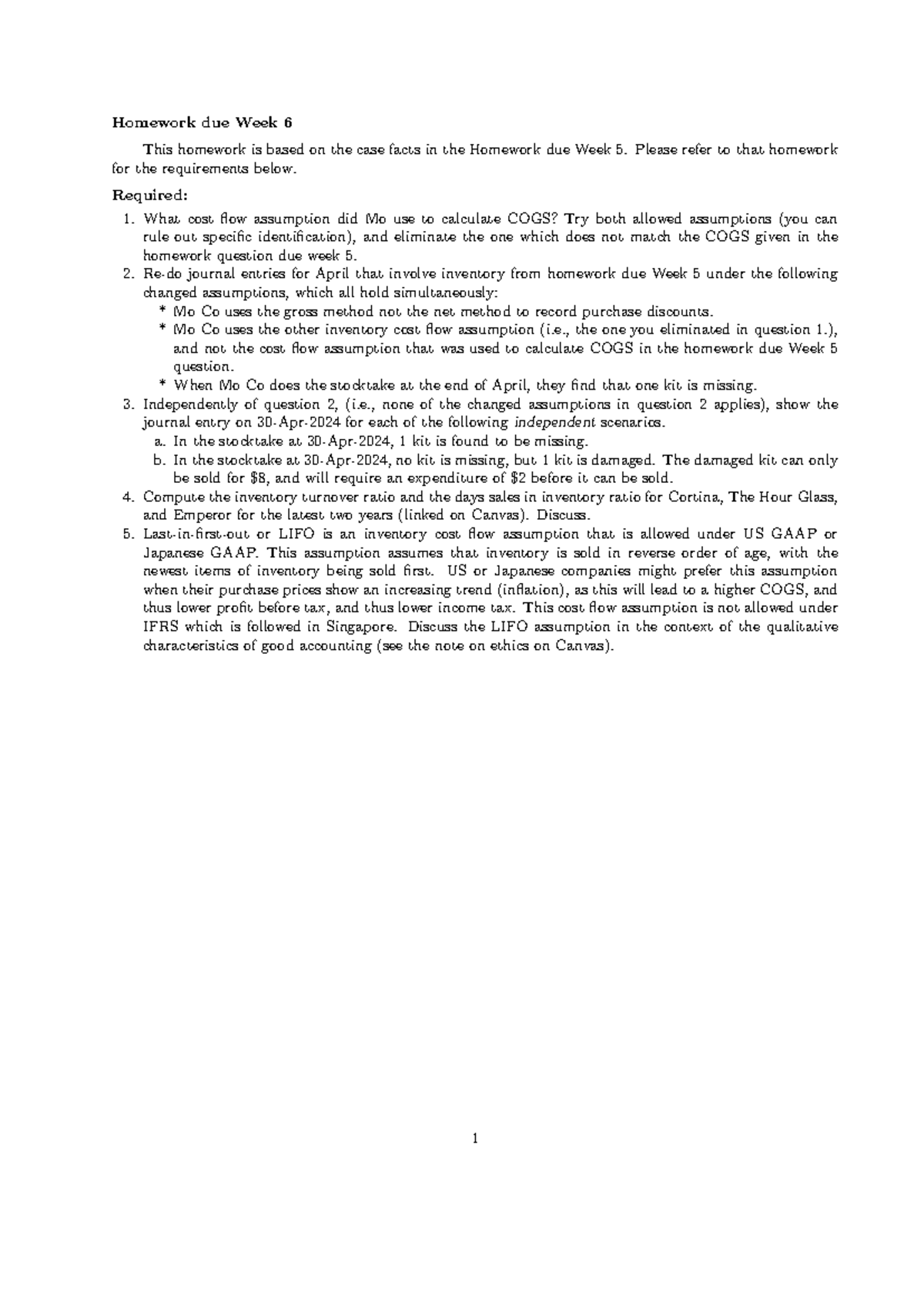 Hw due week6 Question - home work from my prof - Homework due Week 6 ...