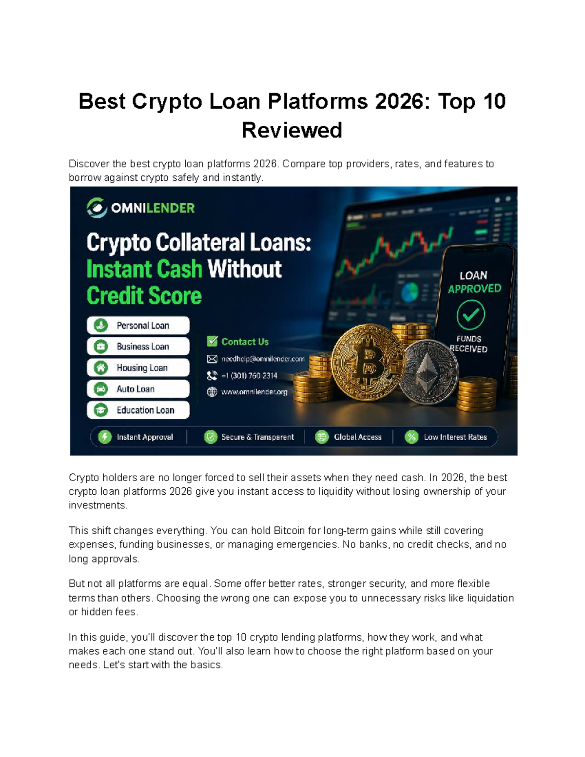 Top 10 Crypto Loan Platforms 2026: A Comprehensive Review - Studocu