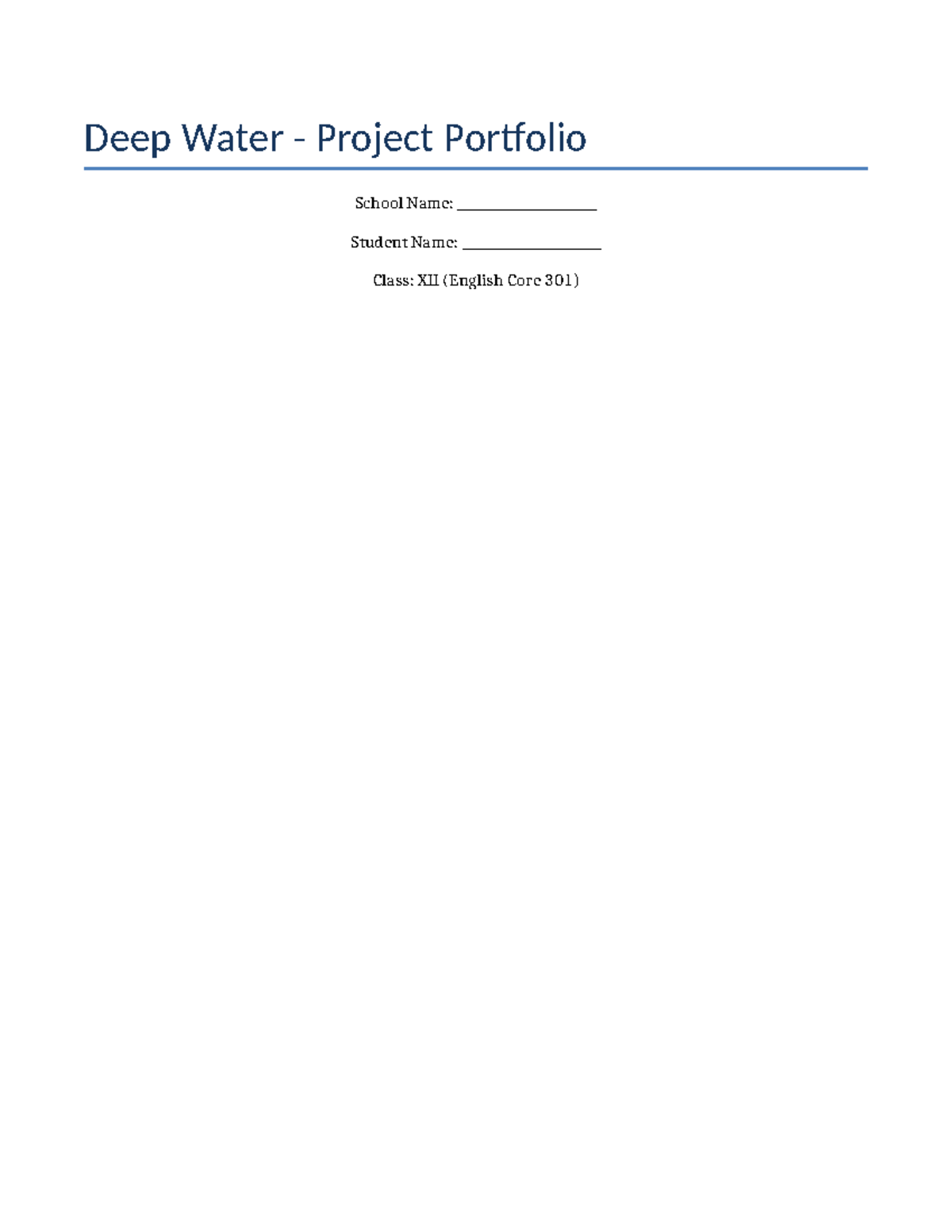 Deep Water Project: Overcoming Fear in William Douglas' Story (XII ...