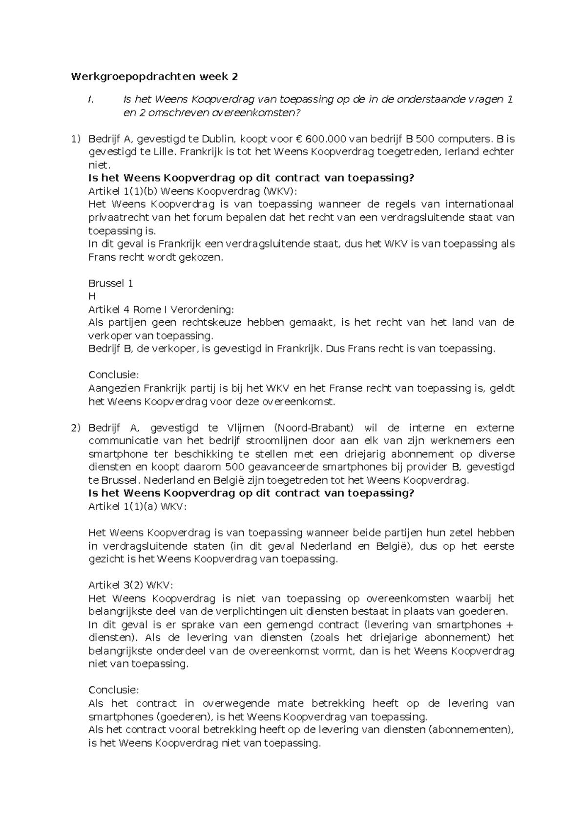 Concept Werkgroepopdrachten Bijzondere Overeenkomsten W2: Toepassing ...