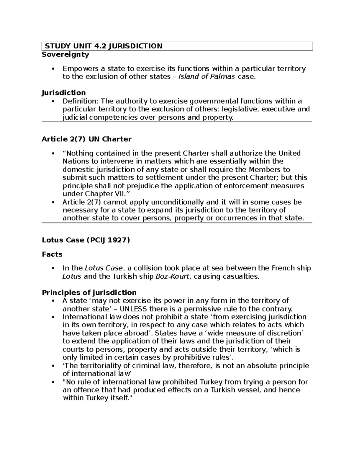 IURI 323 Study Unit 4.2: Jurisdiction and Extradition Principles - Studocu