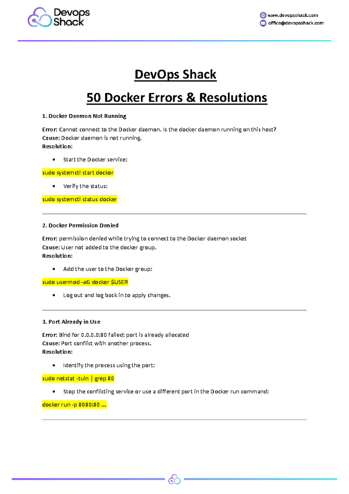 Docker errors and resolutions and solutions - DevOps Shack 50 Docker ...
