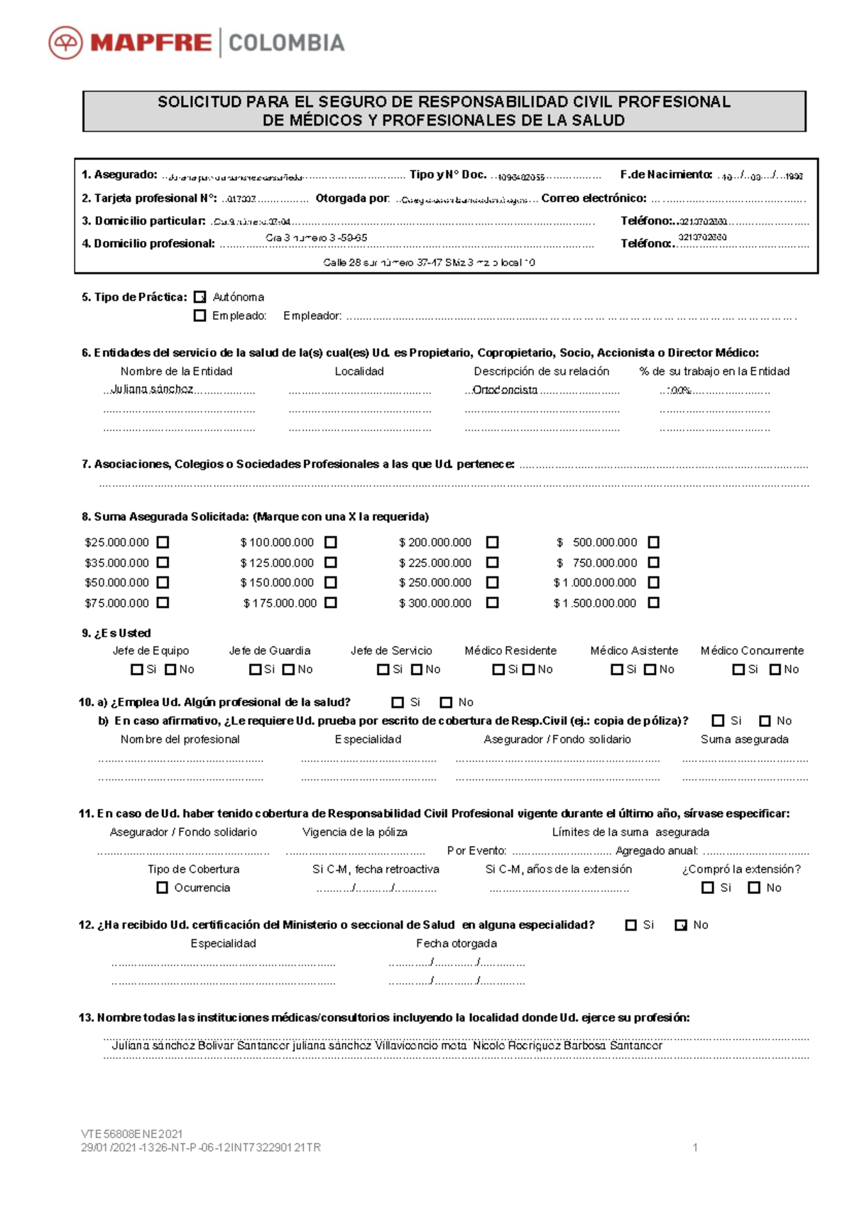 Formulario RCP Médicos 2021 - VTE56808ENE 29/01/2021- 1326 - NT-P- 06 ...