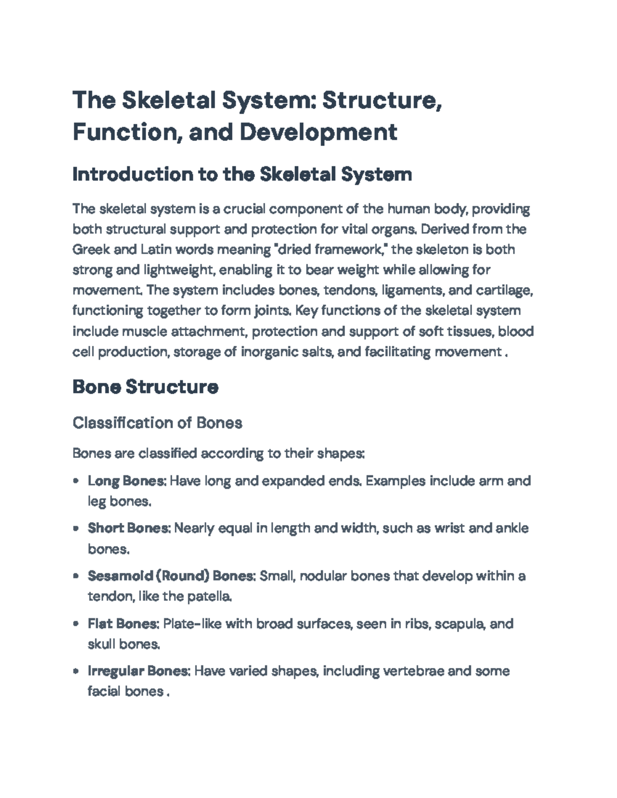 Skeletal System Overview: Structure, Function, and Development - The ...