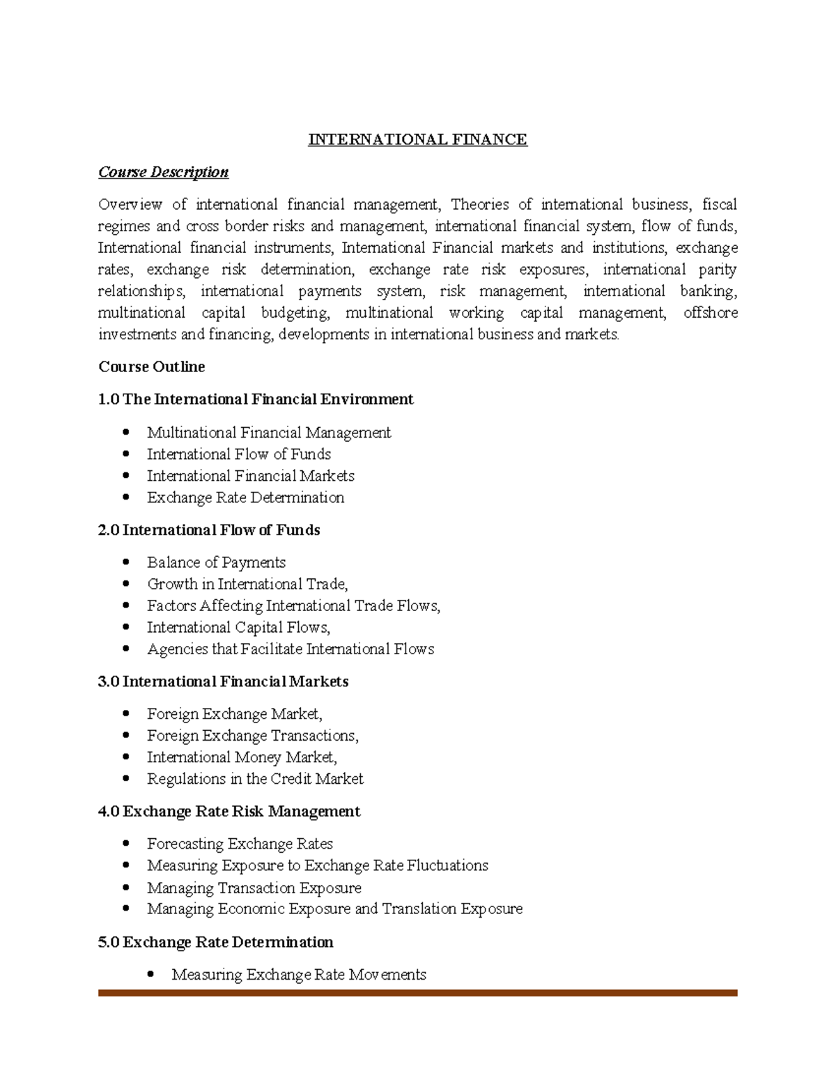 International Finance Lecture Notes (IFM 301) - Key Concepts and ...