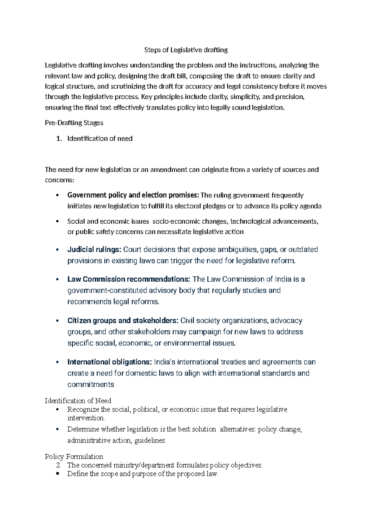 Legislative Drafting Steps: A Comprehensive Guide - Studocu