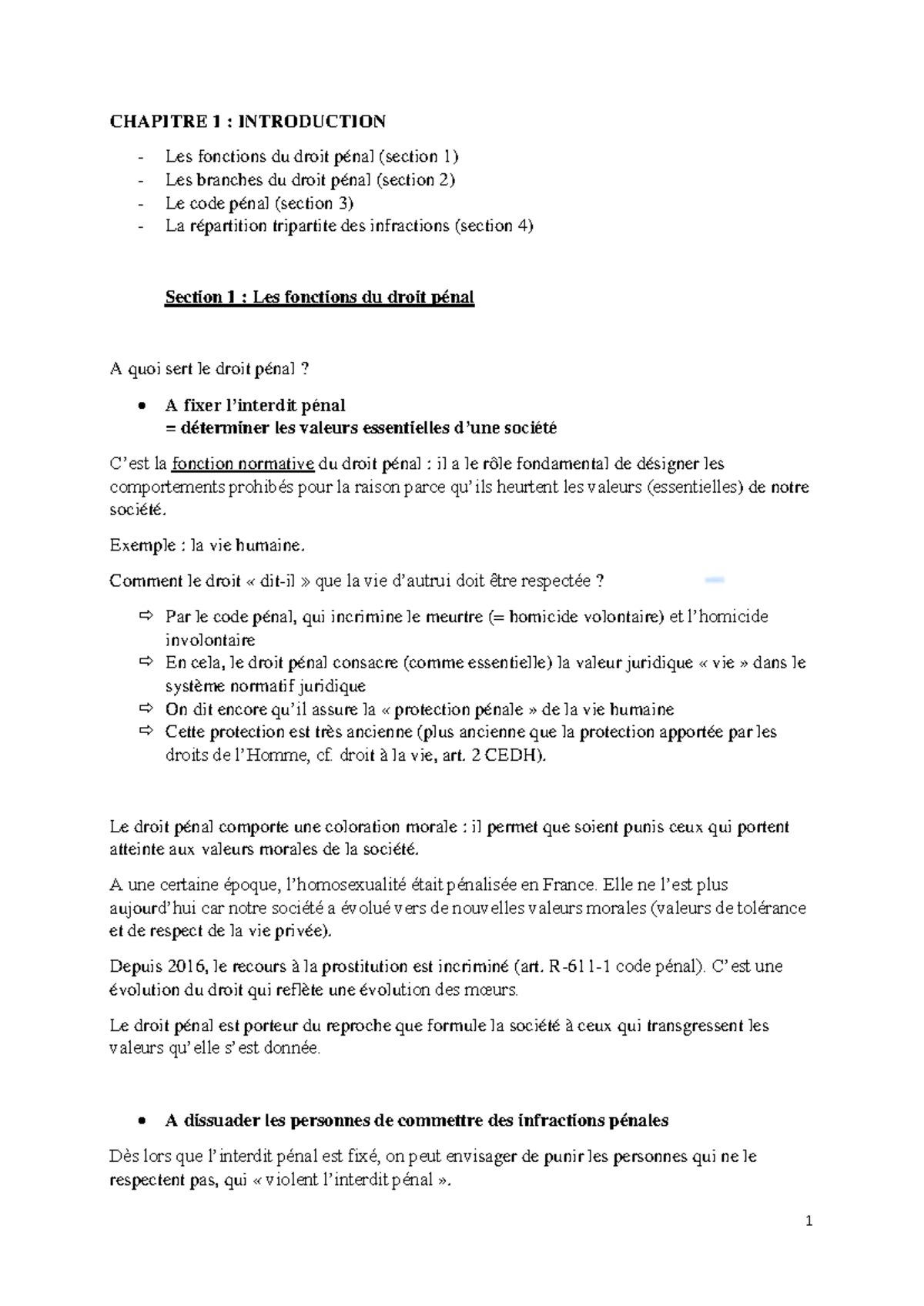 Cours de Droit Pénal - Chapitre 1 : Introduction et Fonctions du Droit ...