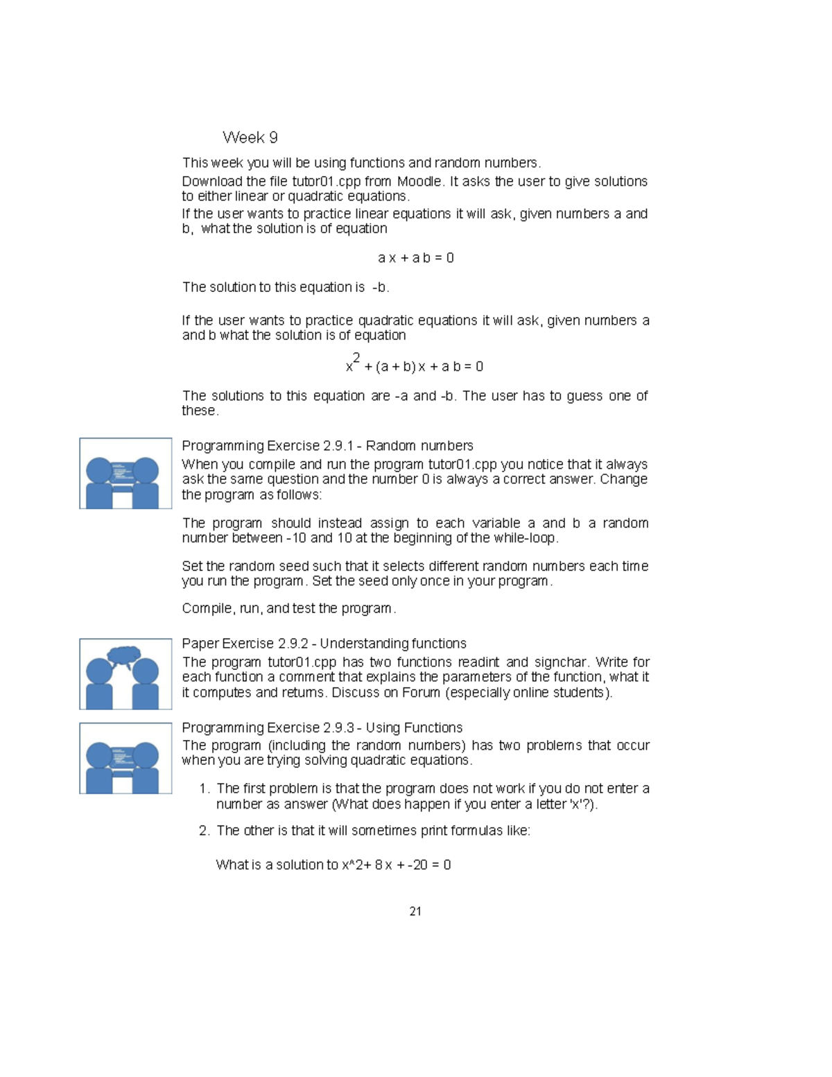 Week 9 - CS111 - Functions and Random Numbers for Equations - Studocu