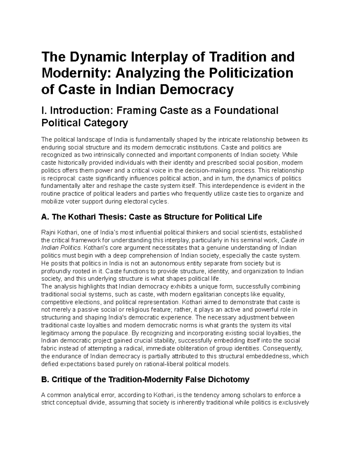 Caste Politics in Indian Democracy: Tradition Meets Modernity Analysis ...