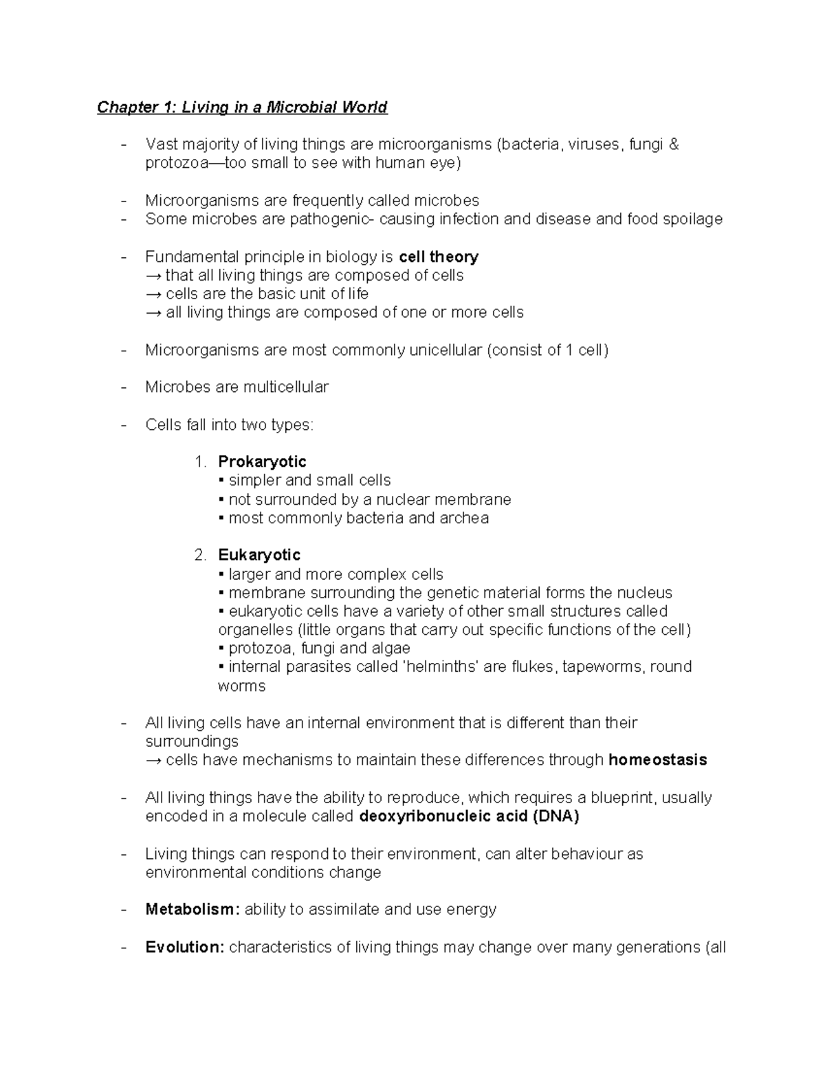 Microbiology - Chapter 1 & 6 Summary for MICRO Exam - Studocu