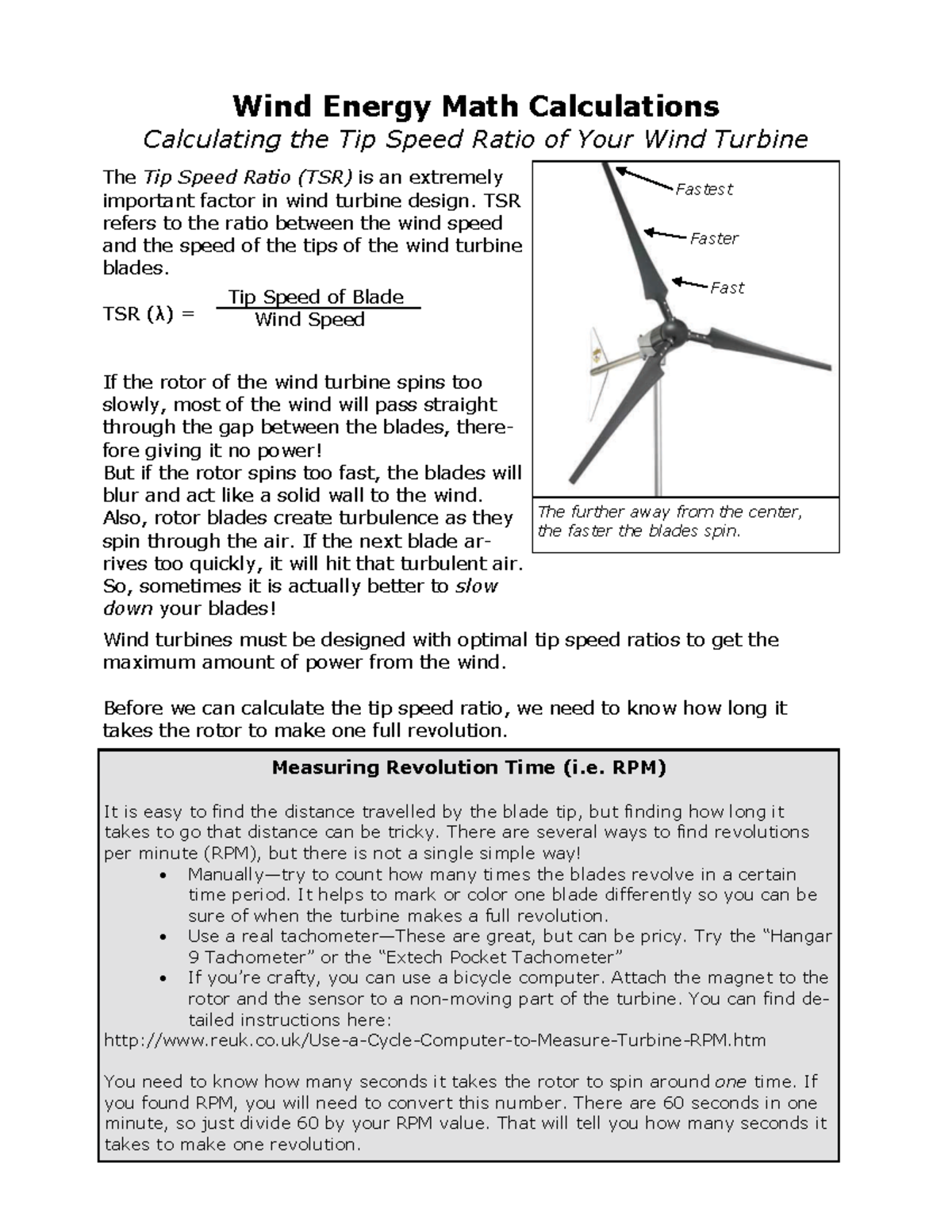 Tip Speed Ratio Measurement Guide for Kid Wind Projects - Studocu