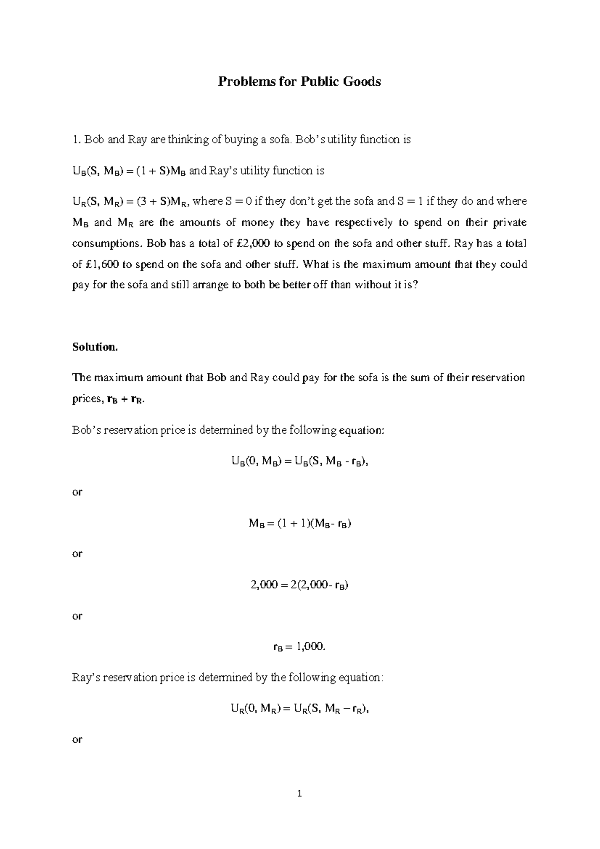 Public Goods Problem Tutorial: PGsolution Analysis and Solutions - Studocu