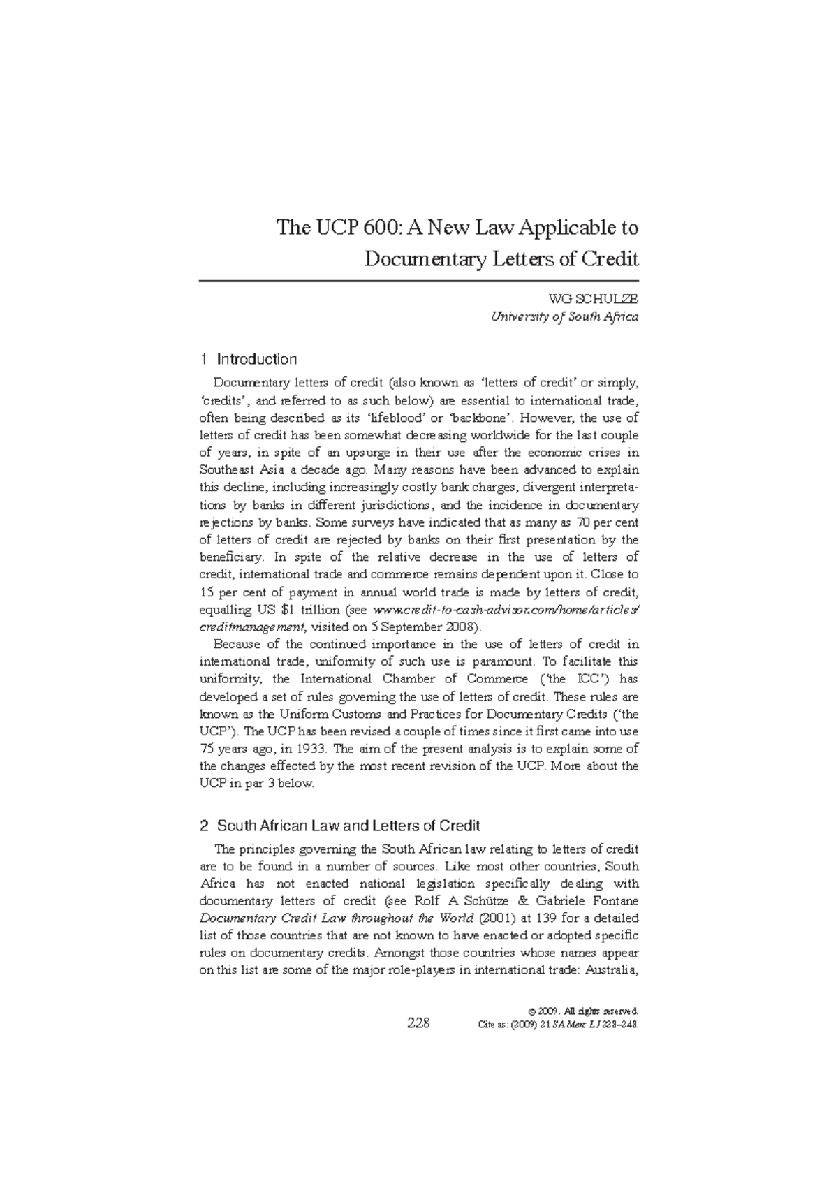 UCP 600: Key Changes in Documentary Letters of Credit - Lecture Notes ...