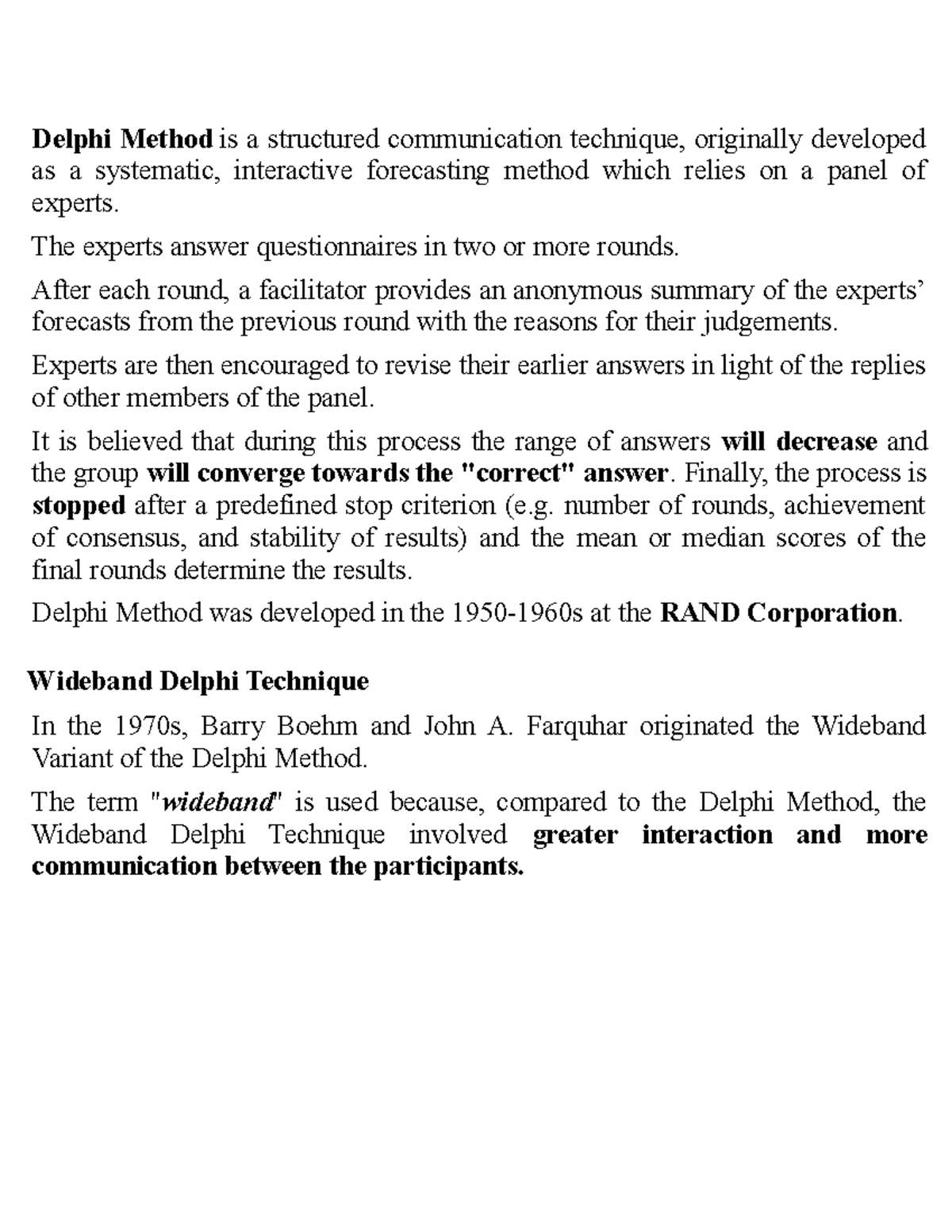 Delphi Method - Lecture Notes 2: Understanding Wideband Technique - Studocu