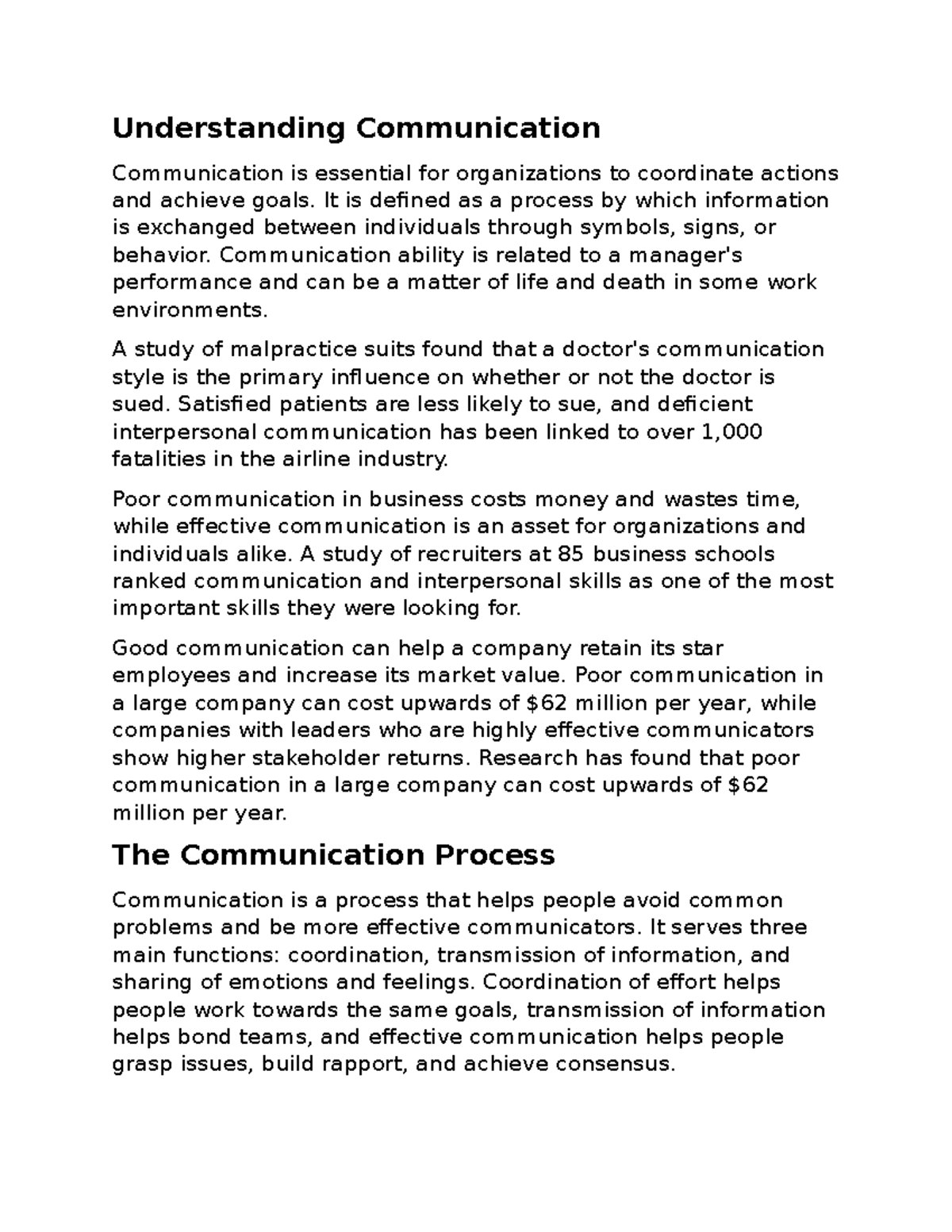 BUS 210 Understanding Communication: Key Insights & Processes - Studocu