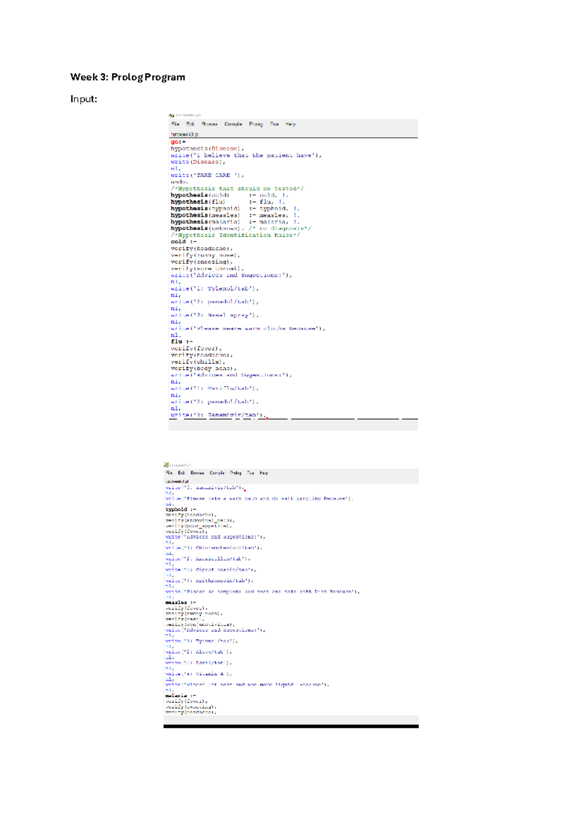 Tutorial Week 3 - Week 3: Prolog Program Input: my tutoweeks File Edit ...