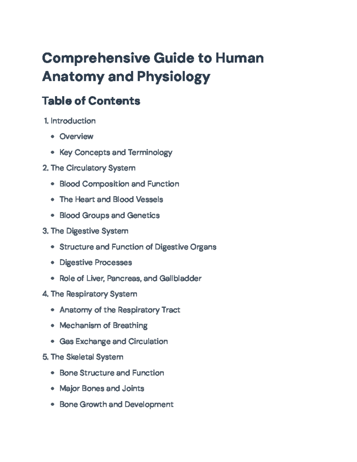 Comprehensive Anatomy and Physiology Guide - Course Code: BIO101 ...
