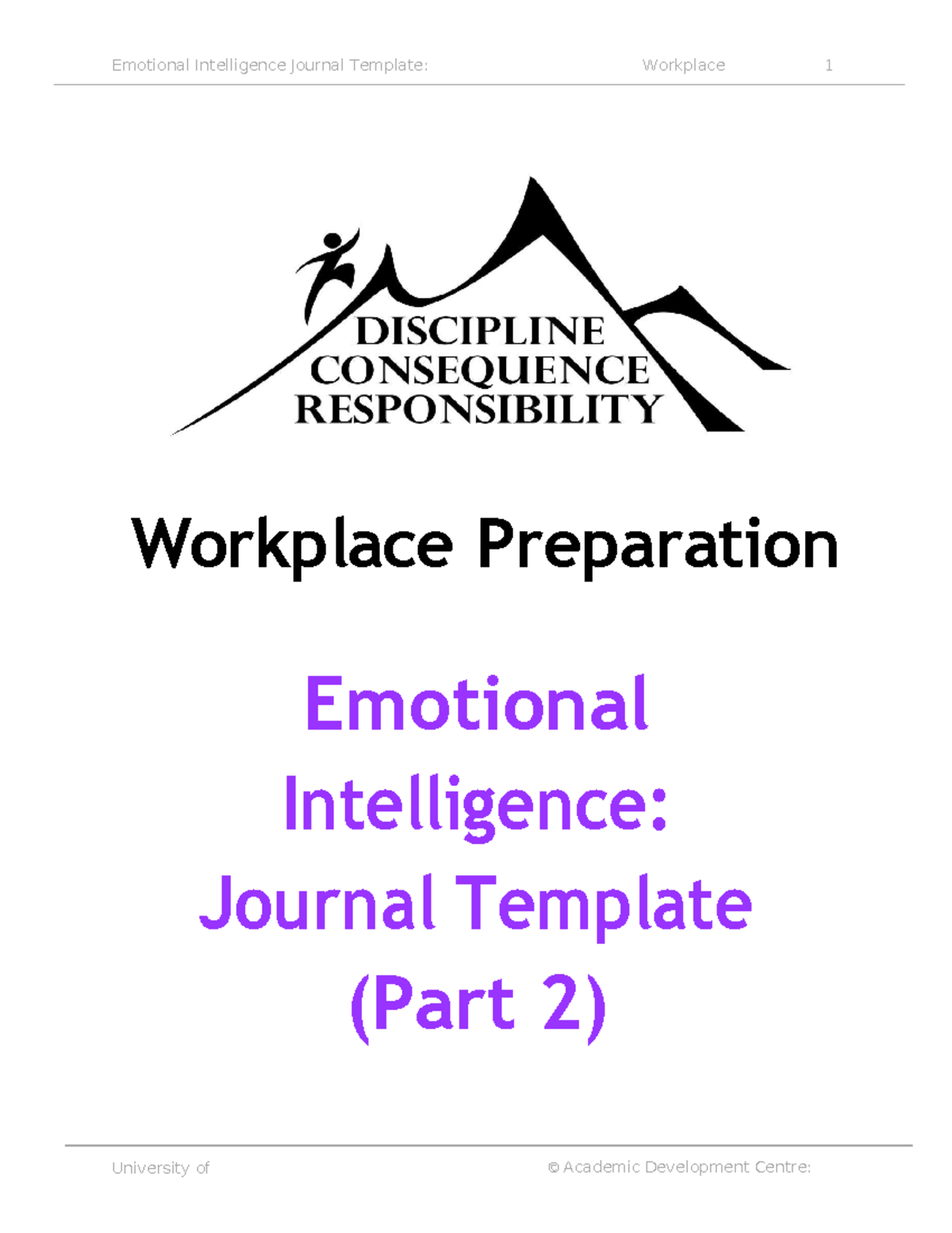 Emotional Intelligence Journal Template: 2025 Workplace Prep 1 & 2 ...
