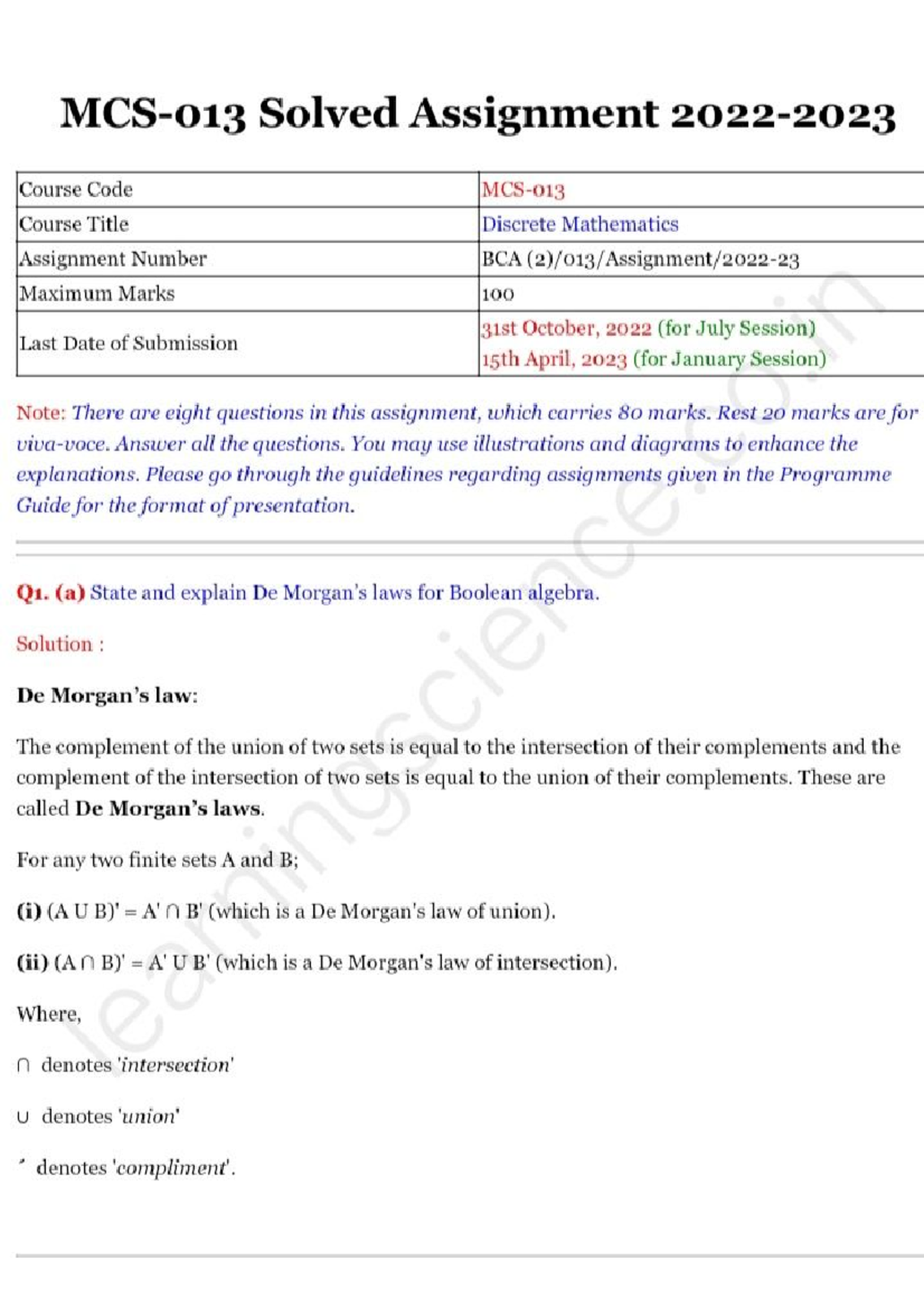 MCS-013 (2022-23) solved assignment - Bachelor of computer application ...