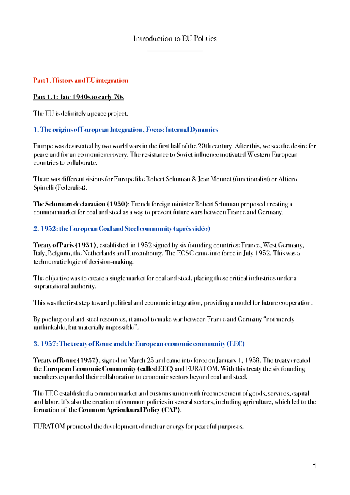Introduction to EU Politics: Key Treaties and Historical Developments ...