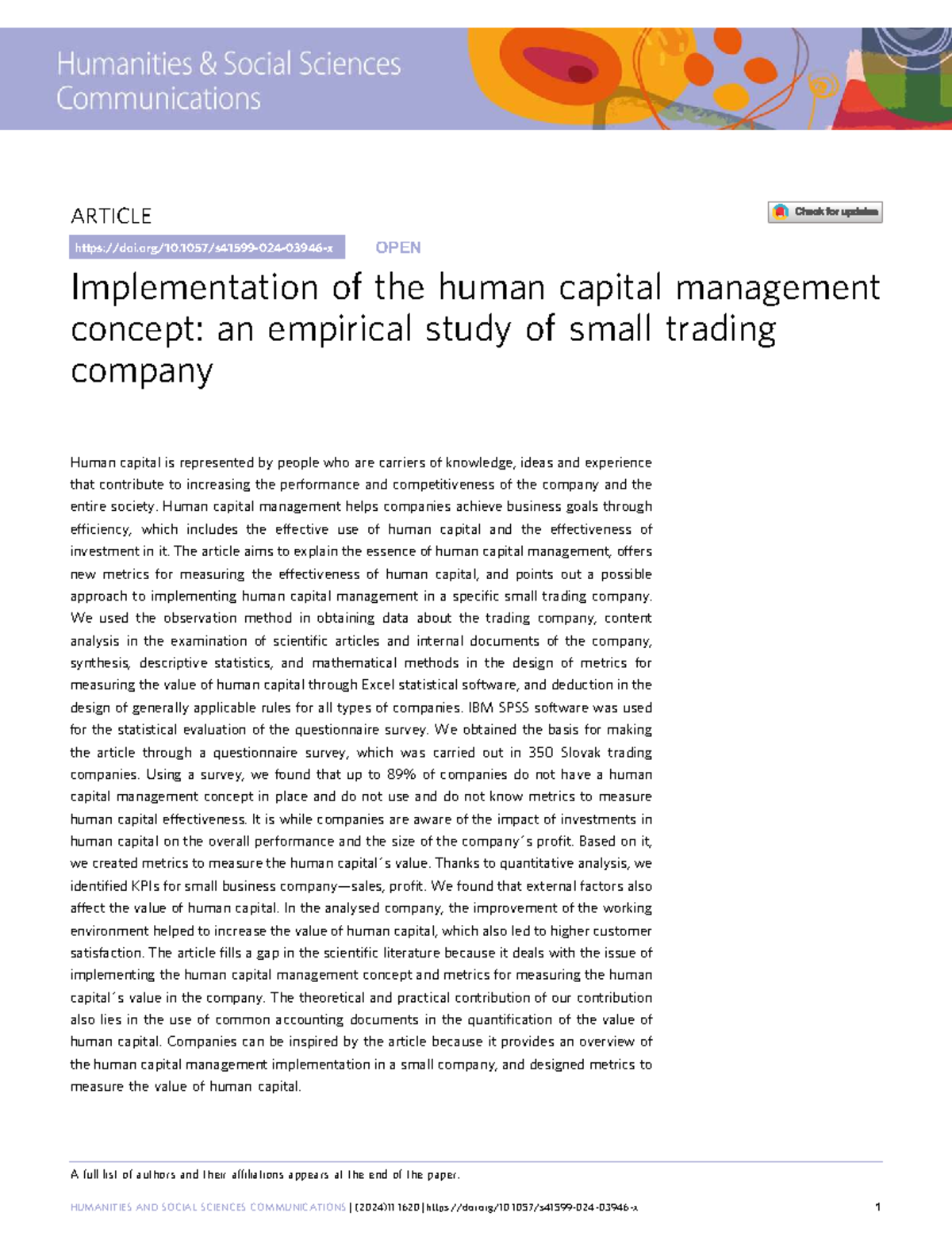 Implementation of Human Capital Management in Small Trading Companies ...