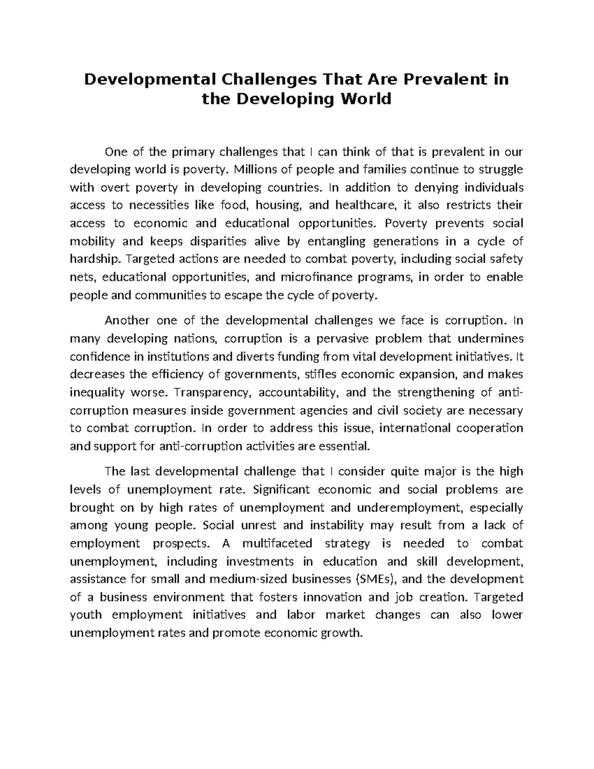 Developmental Challenges in the Global South: Poverty, Corruption ...