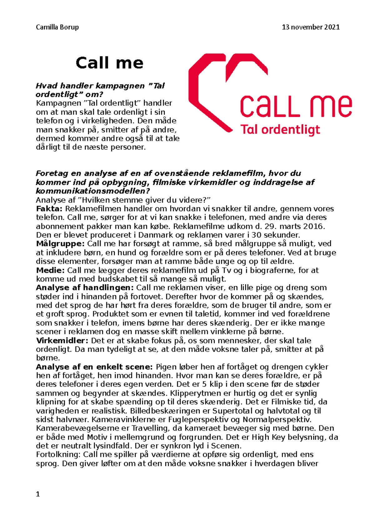 Analyse af Call me Reklame og Doro Telefon: Kommunikationen til Ældre ...