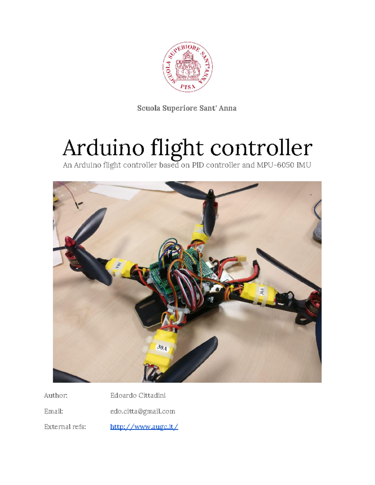Arduino drone - No description - Scuola Superiore Sant’ Anna Arduino ...