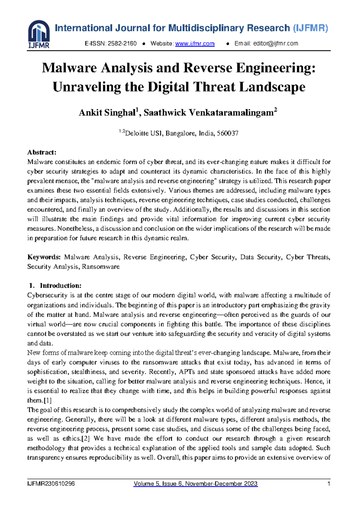 Malware Analysis & Reverse Engineering: Insights & Techniques (IJFMR ...