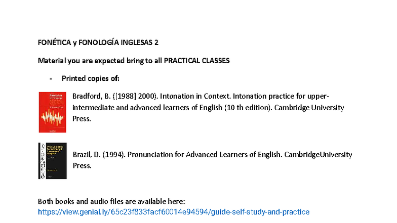 F2 2025 Phonetics & Phonology Practical Classes Checklist - Studocu