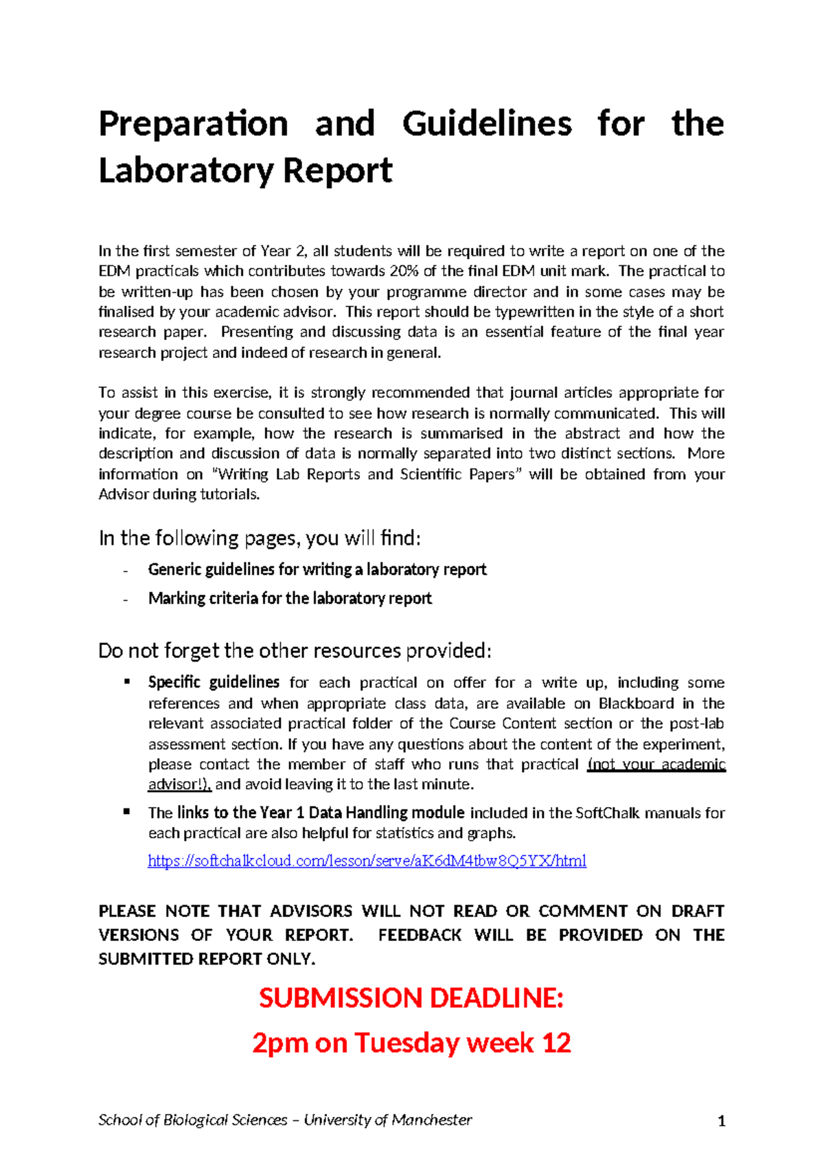 Preparation Guidelines for Lab Report 2025-2026 OB & MCB - Studocu