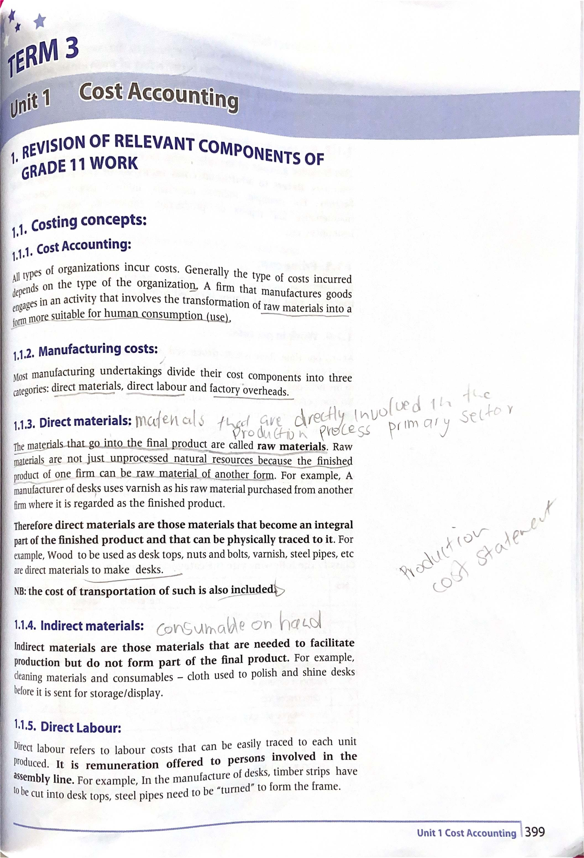 TERM 3 Unit 1 Cost Accounting: Revision of Key Concepts and Components ...