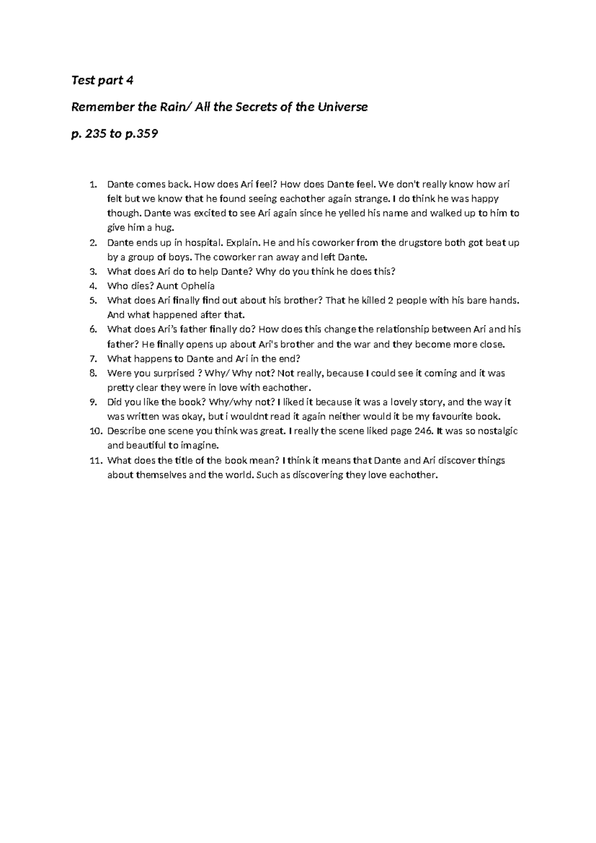 Test: Ari and Dante - Part 4 Analysis and Reflections - Studocu