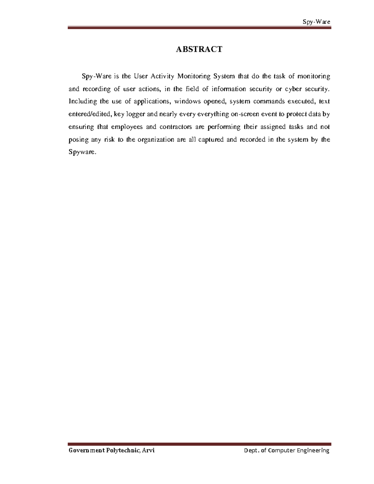 03 spyware abstract - Spy-Ware Government Polytechnic, Arvi Dept. of ...