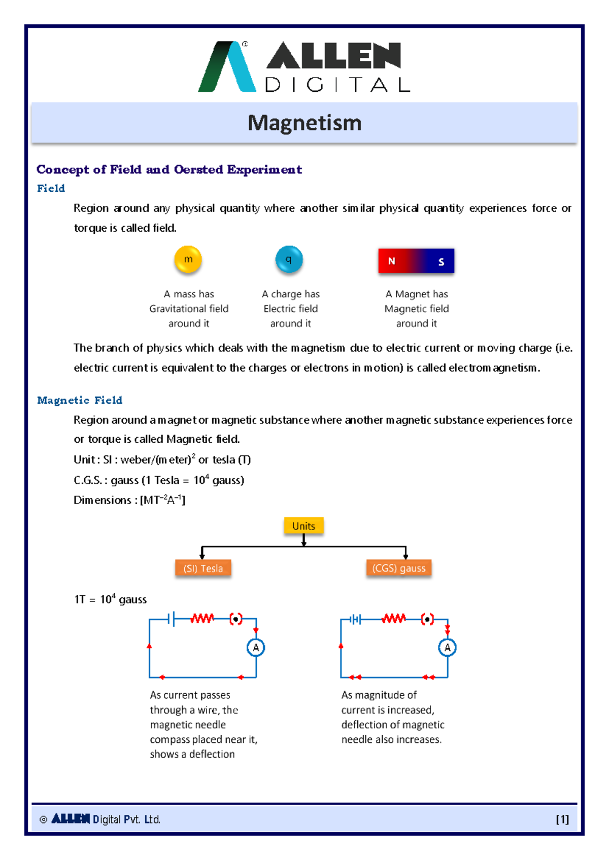 Magnetism Study Notes for Course Code PHYS 101: DC & AC Currents - Studocu