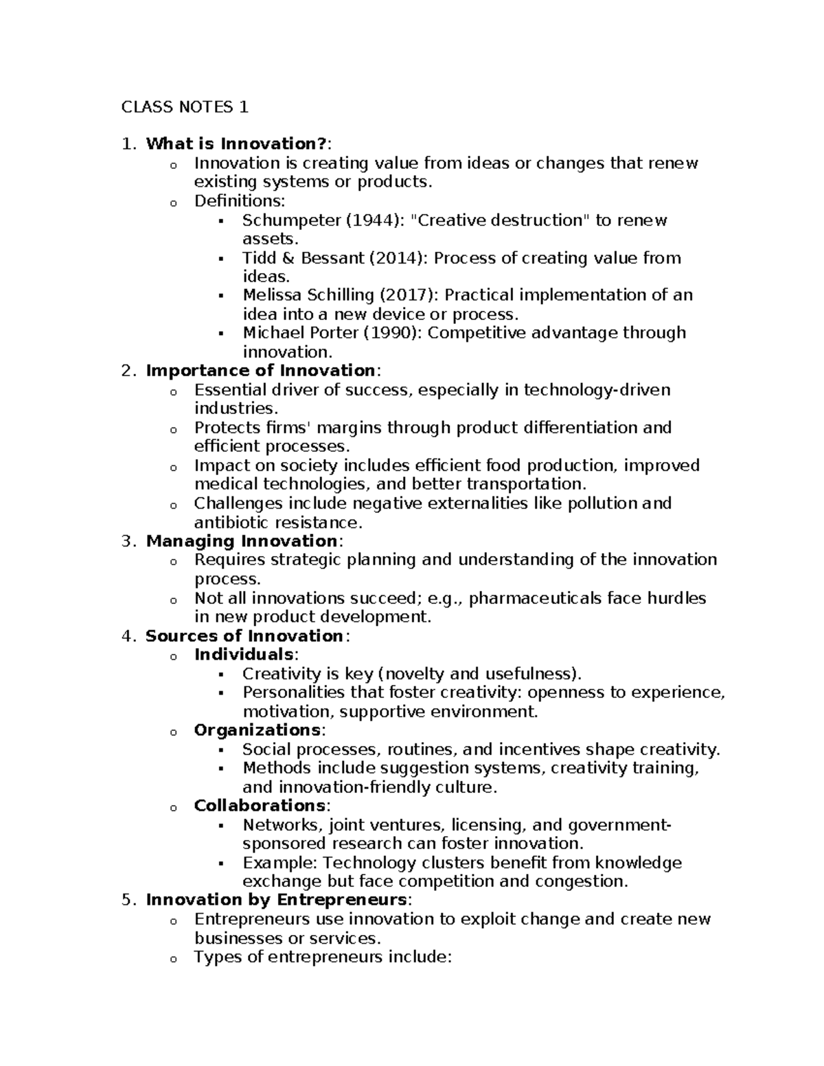 219 Midterm Notes: Understanding Innovation and Its Impact - Studocu