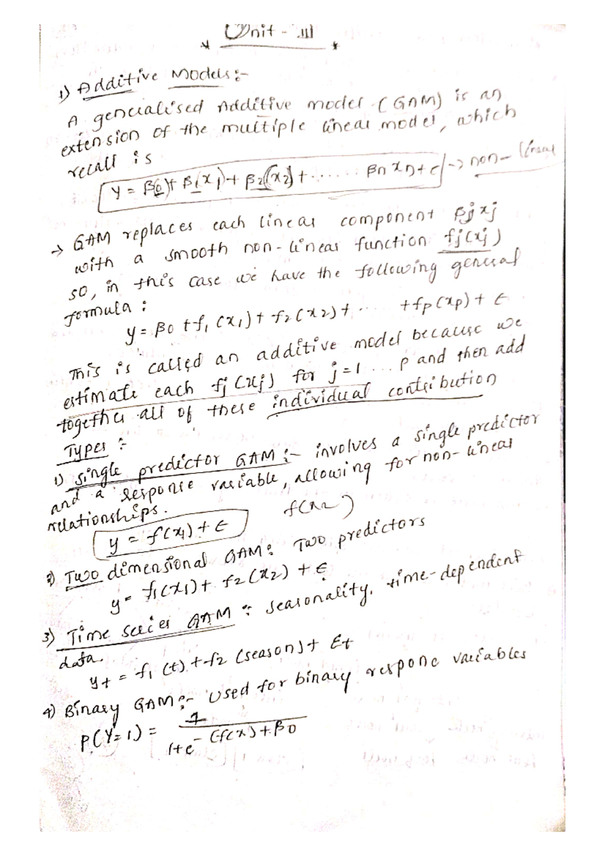 Predictive analytics unit3 - Unit 1) Additive extension of the multiple ...