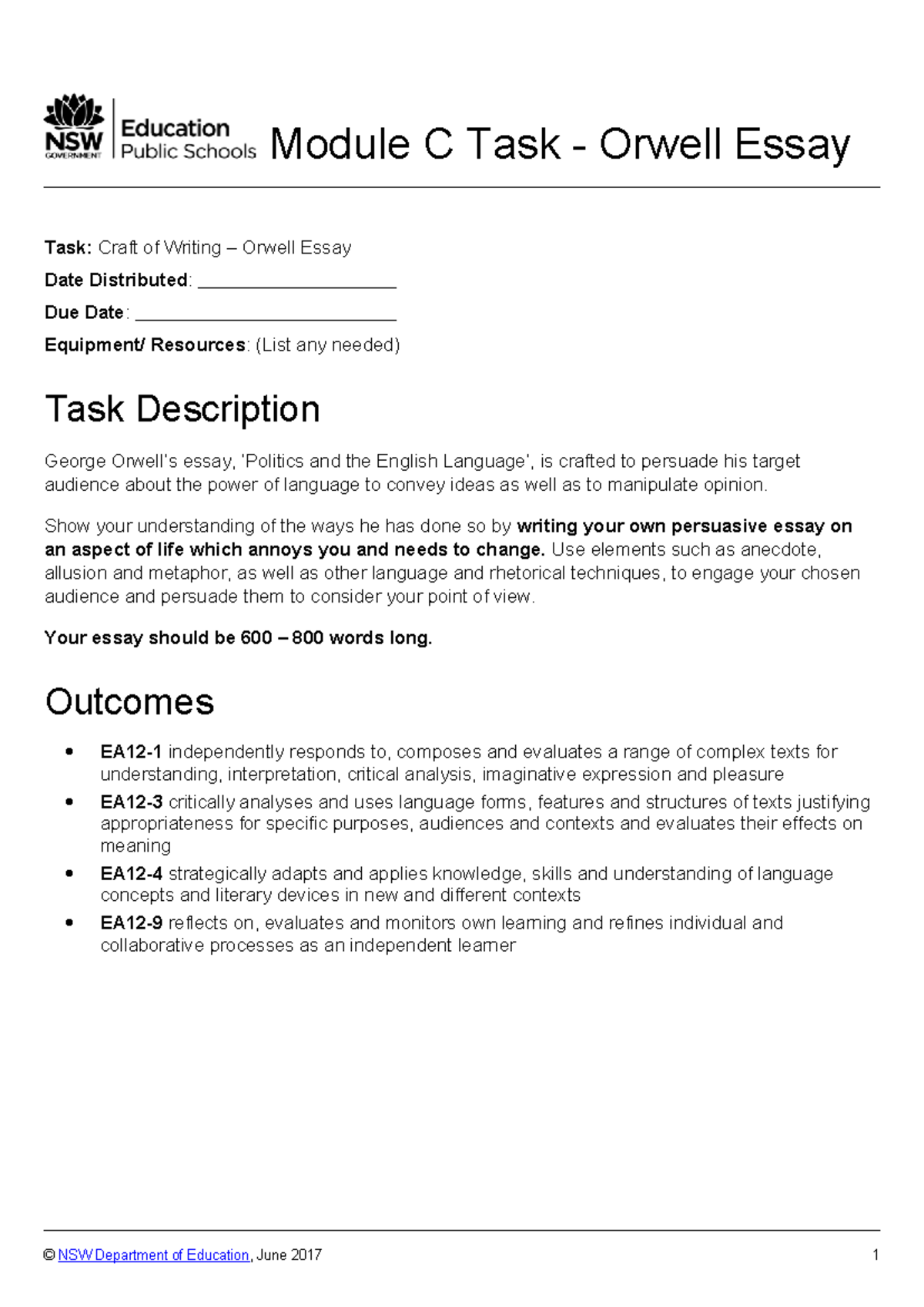 English advanced s6 the craft of writing resource 6 module c task essay ...