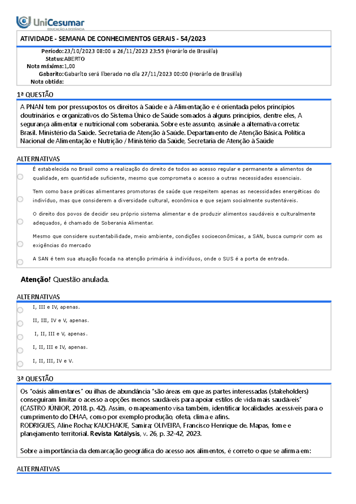 Ensino a Distância CG - ATIVIDADE - SEMANA DE CONHECIMENTOS GERAIS - 54 ...