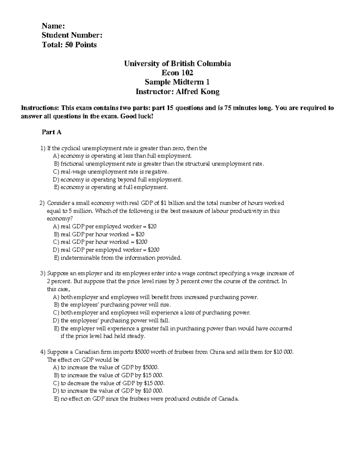 ECON 102 Midterm 1 Sample Exam - UBC - Studocu
