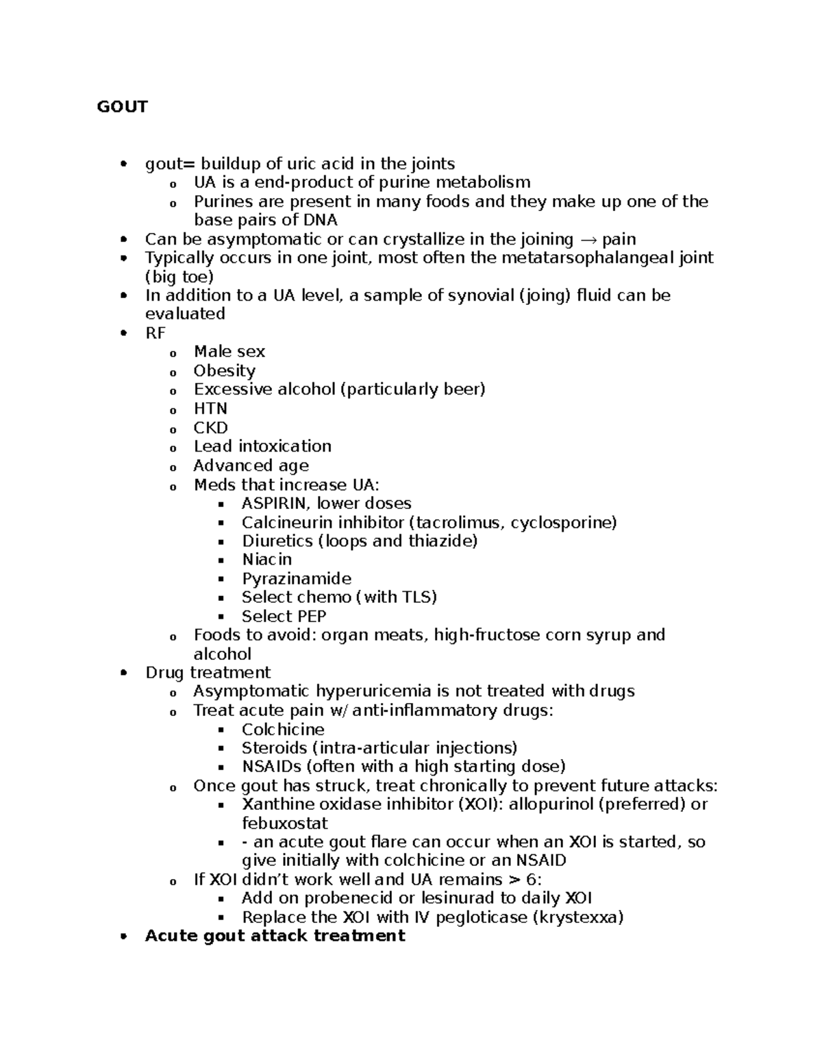 Gout Management and Treatment Strategies - PHARM 301 Lecture Notes ...