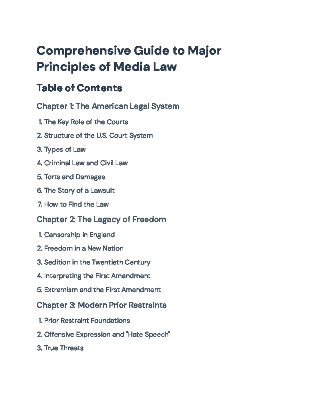 Comprehensive Overview of Media Law Principles and Issues ...