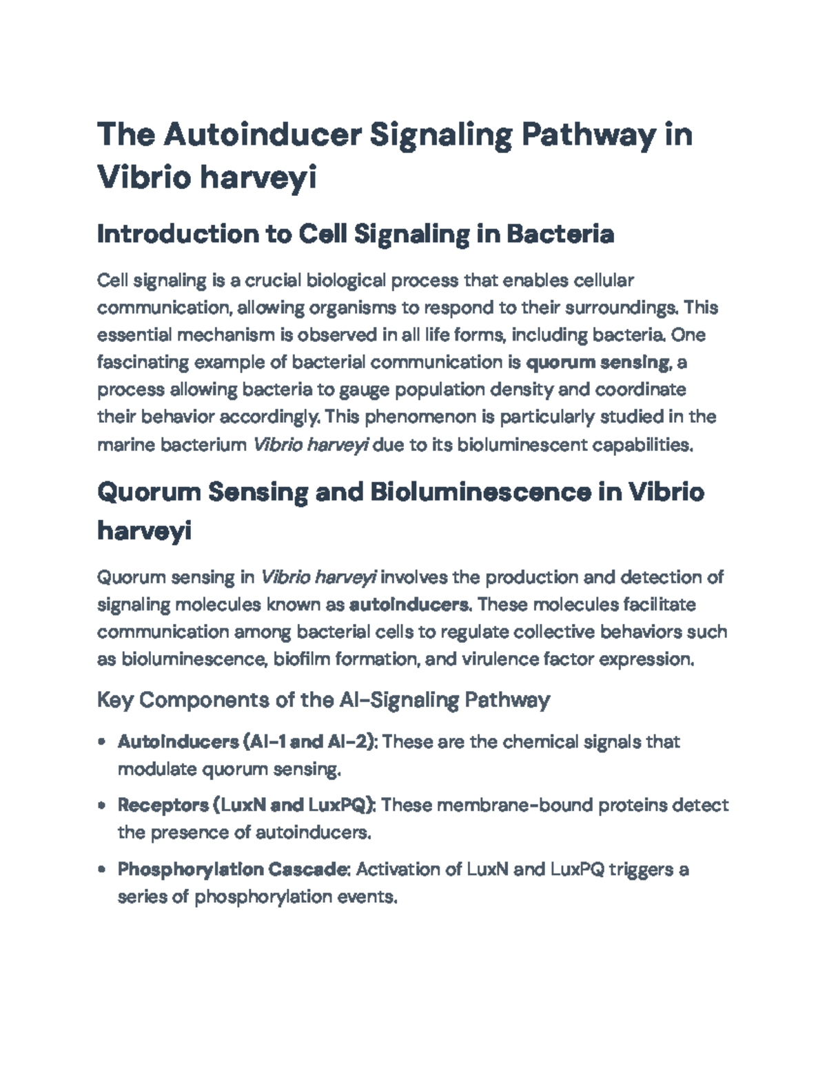 Title: Quorum Sensing and Bioluminescence in Vibrio harveyi: A Study ...