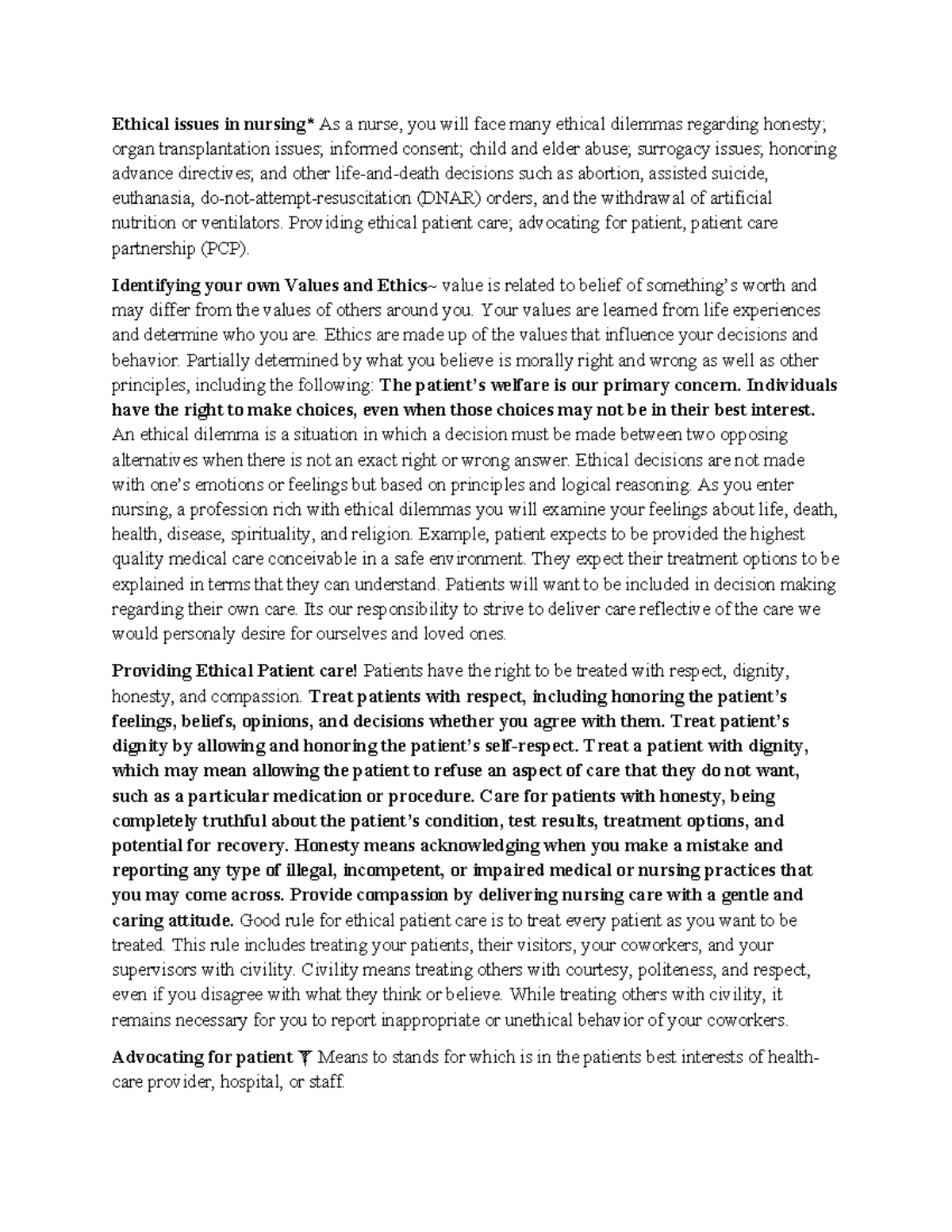 Chapter 3 Nursing Ethics, Legalities, and Delegation Principles - Studocu