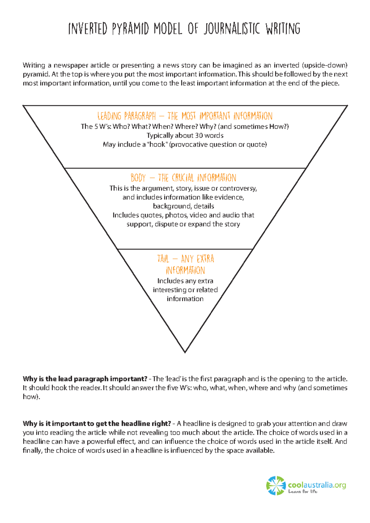 JRN 101: Inverted Pyramid Model - Reporting Notes and Structure - Studocu