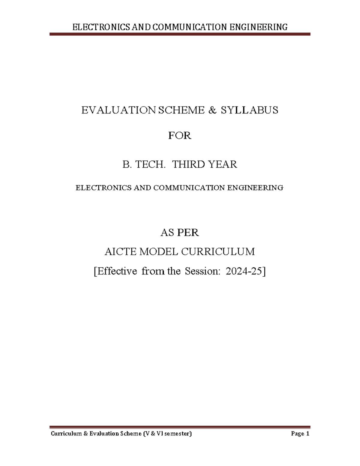 EC B. Tech 3rd Year Syllabus 2024-25: Electronics & Communication - Studocu