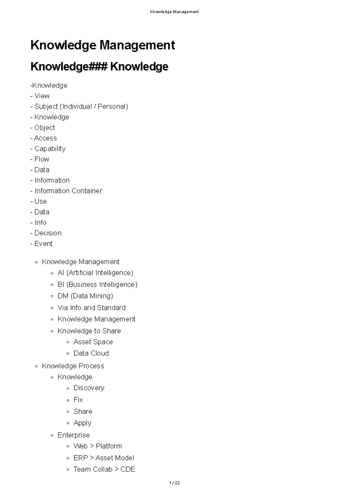 Knowledge Management Notes Summary (KM 22) - Studocu