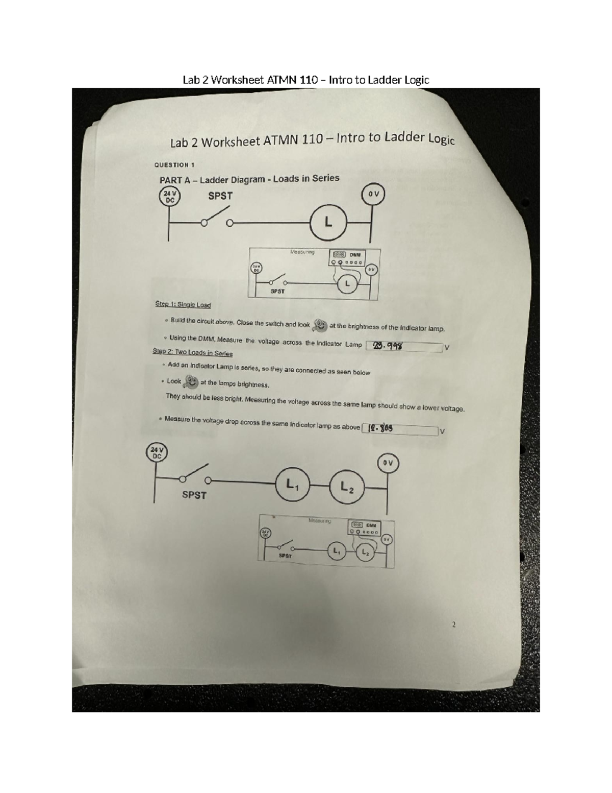Lab 2 Worksheet for ATMN 110: Intro to Ladder Logic Analysis - Studocu