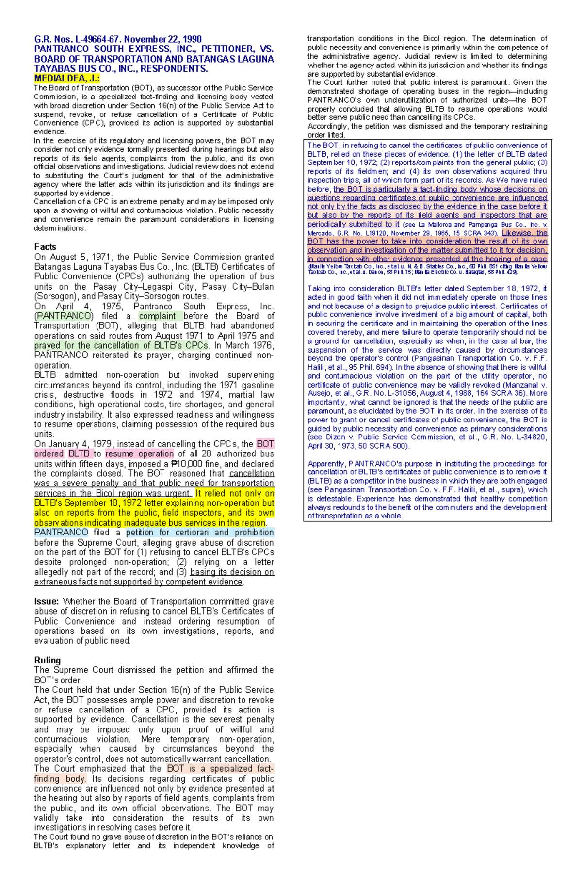 G.R. Nos. 81510, 100481, 181704, 132601: Key Legal Principles and ...