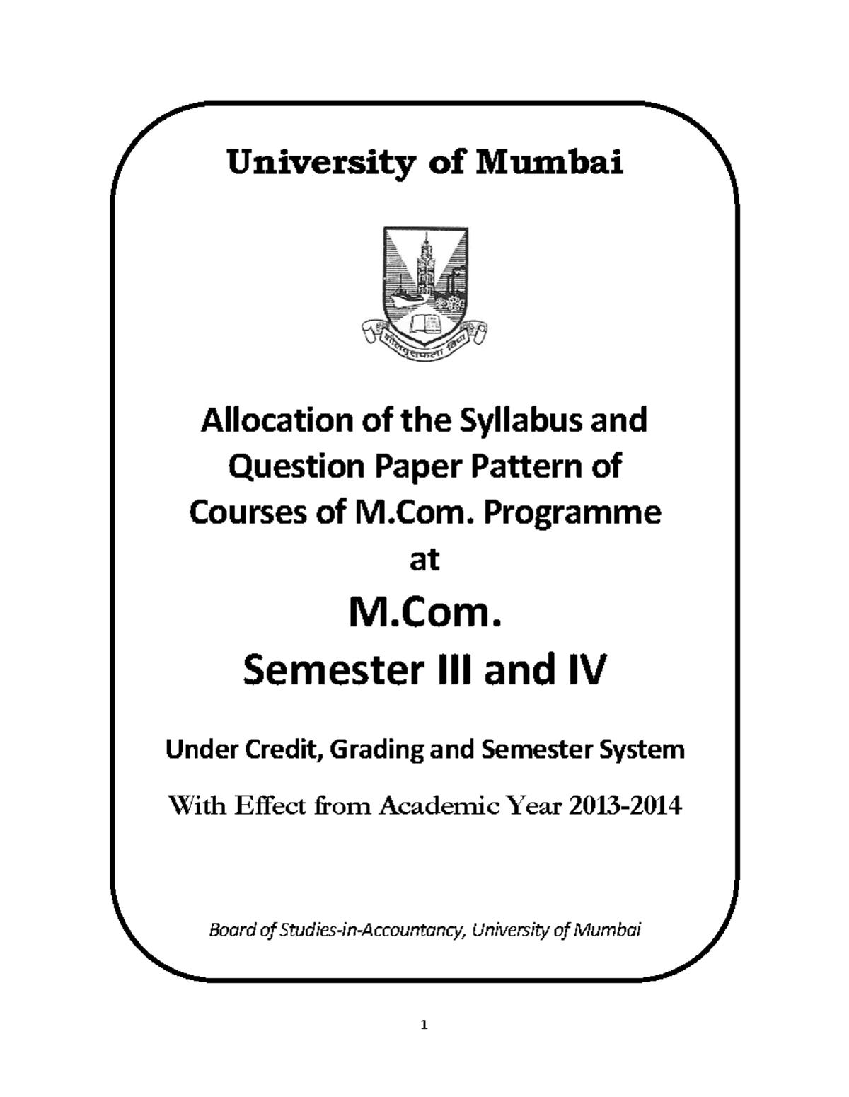 M.Com. Semester III & IV: Syllabus & Question Pattern Overview - Studocu